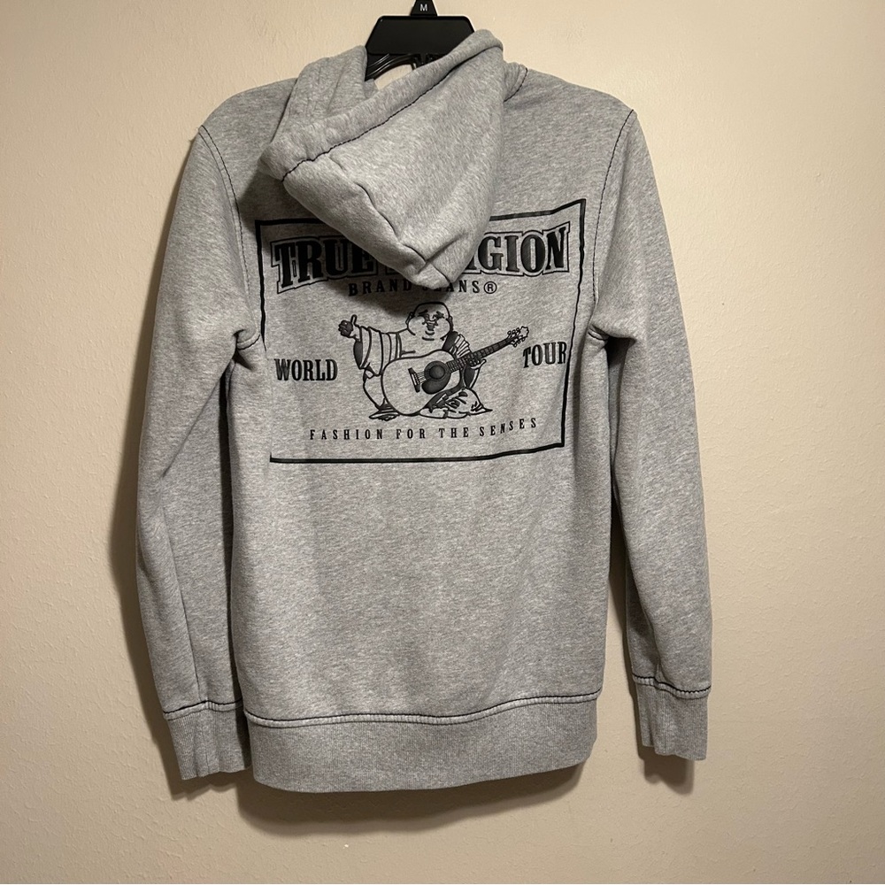 True Religion Men’s Big T‎ Zip Hoodie Full Zip Gray Size S